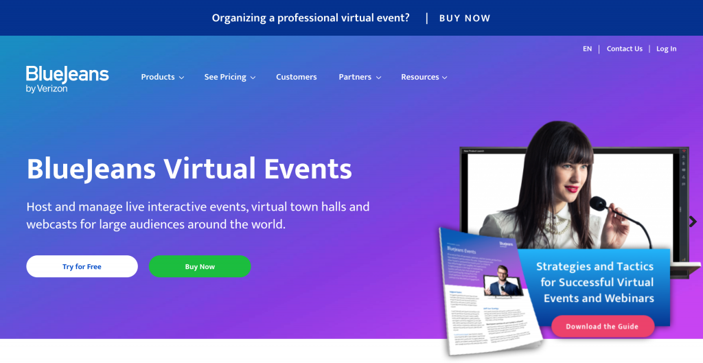 Bluejeans tool for virtual events